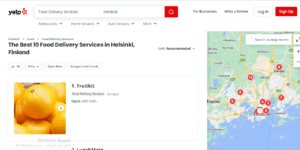 موقع يالب yelp لتوصيل الطعام في فنلندا