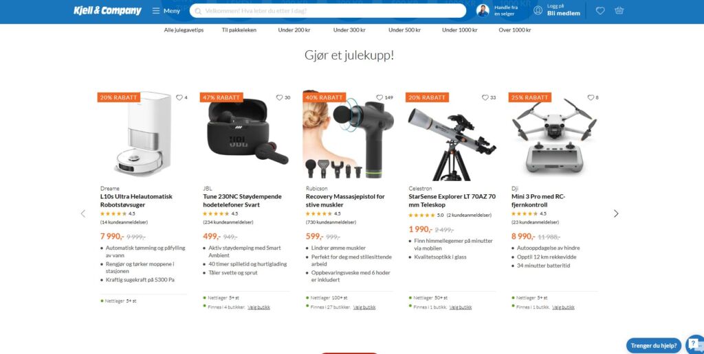 واجهة المتجر kjell الإلكتروني في النرويج