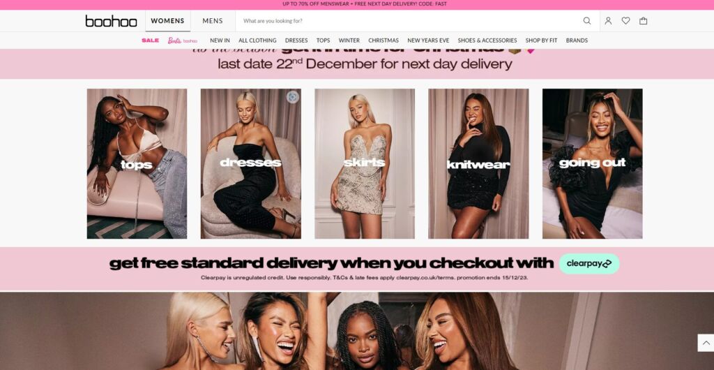 واجهة متجر Boohoo الإلكتروني في المملكة المتحدة