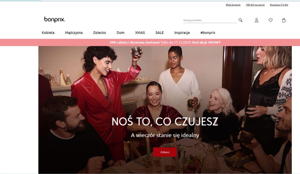 واجهة متجر bonprix الإلكتروني في بولندا