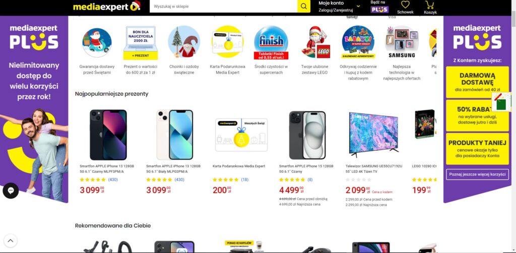 واجهة متجر mediaexpert الإلكتروني في بولندا